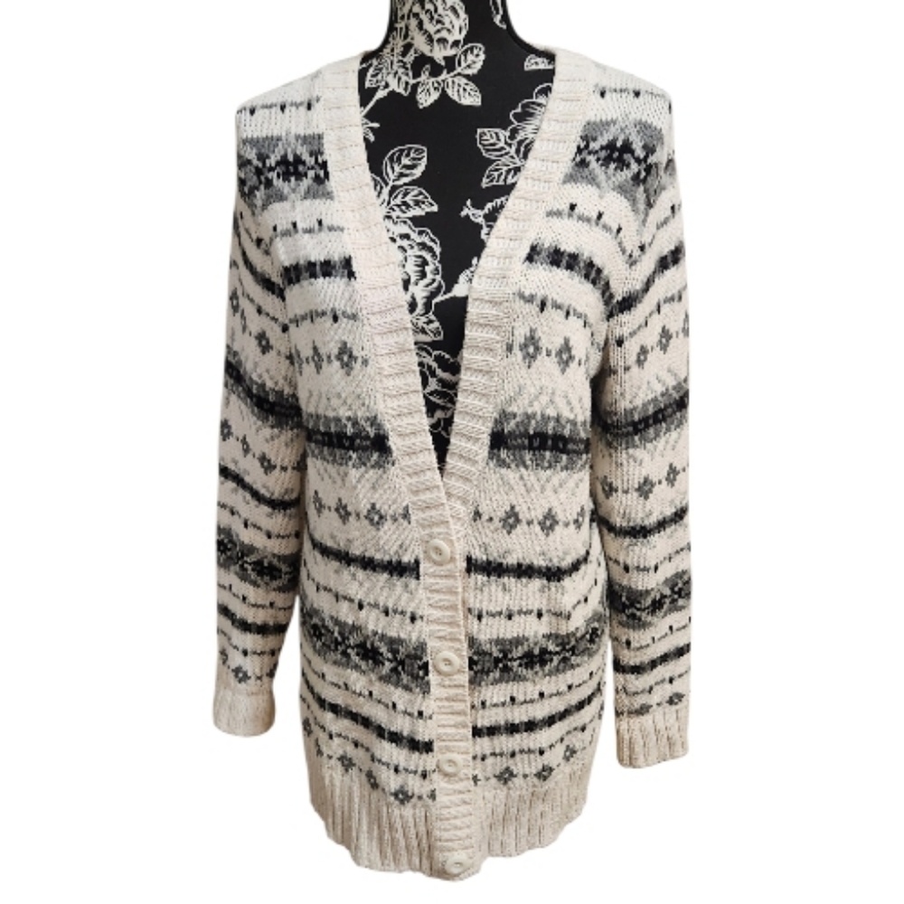 Bass Cream and Black Striped Cardigan